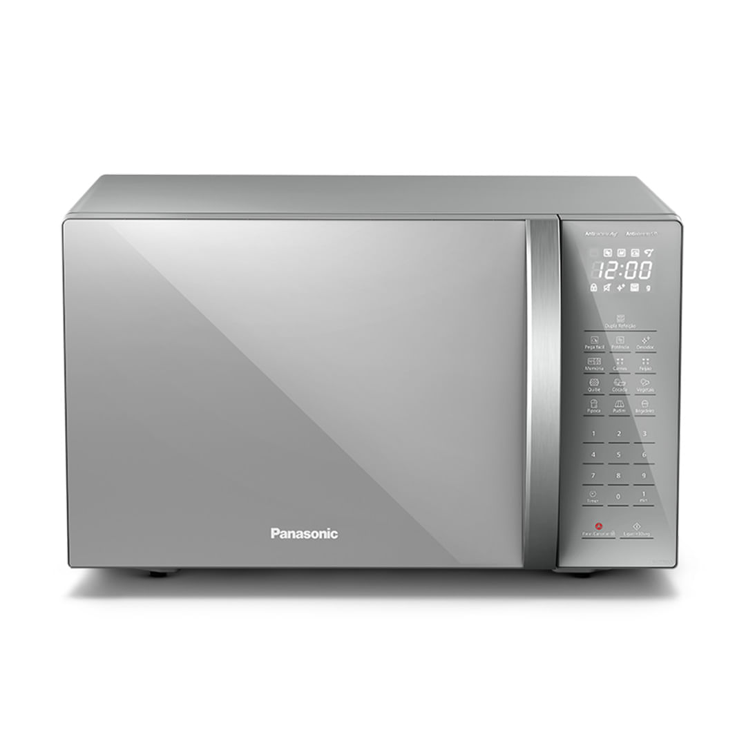 Micro-ondas Ideal+ Panasonic ST67 Dupla Refeição e Tecnologia Antibactéria  34L Espelhado - NN-ST67LSRU