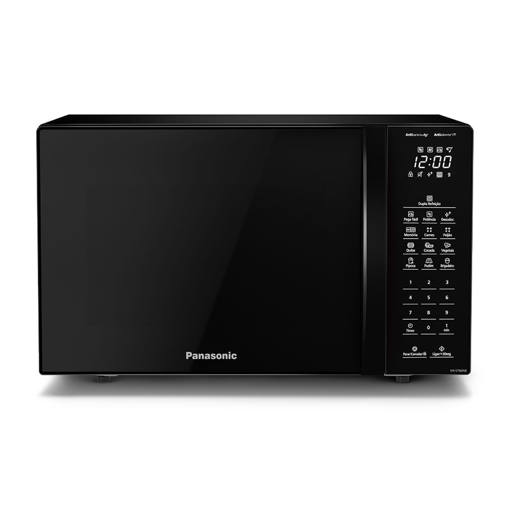 Micro-ondas Ideal+ Panasonic ST66 Dupla Refeição    34L Black Glass - NN-ST66NBRU